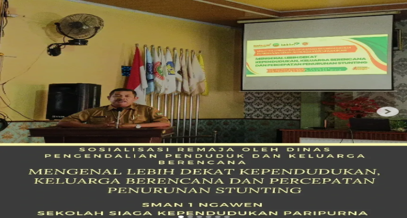 Sosialisasi remaja untuk sekolah siaga kependudukan oleh Dinas Pengendalian Penduduk dan Keluarga Berencana Kabupaten Blora.